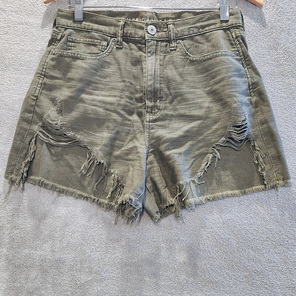 American Eagle Olive Green Distressed Cut Off Highest Rise Mom Short Size 6